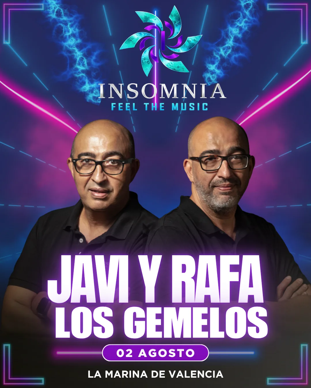 Cartel de Javi y Rafa, Los Gemelos, en Insomnia Fest